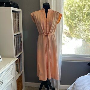Vintage Peach Capsleeve Midi Dress